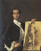 Luis Melendez Self-Portrait with a Drawing of a Male Nude oil painting